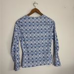 Lands' End Land’s End Women’s Blue White Geometric Print Long Sleeve Rash Guard Photo 7