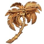 Vtg Palm Tree Brooch Beach Tropical Vacation Textured Unsigned MCM Coconut Girl Gold Photo 1