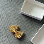 Christian Dior  Vintage Statement Oval Rhinestone Gold Stud Earrings Clip Ons Photo 4