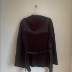 Vintage Leather & Knit Hooded Jacket Brown Size L Photo 5