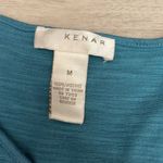 Kenar Aqua Short Sleeve V-Neck Ruffle Overlay Blouse Size Medium Photo 6