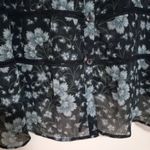 Venezia Jeans 22/24 Button Front Cutwork Blue Floral Top Plus Photo 4