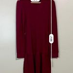 RDI Women’s Long Sleeve Ruffle Bottom Dress Maroon Size Small NWT Photo 4