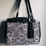 Patricia Nash  Chantilly Lace Poppy Tote Genuine Leather Black and White Photo 1