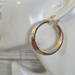 Gold Filled Tricolor Accent Hoop Earrings Photo 5