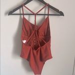 Xhilaration Rust High-Cut Cut Out Strappy Back One Piece Swimsuit Photo 4