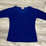 Diana Belle Heather Blue Short Sleeve Cold Shouder Silky Shirt Size Large Photo 4