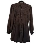 Alice + Olivia  Kota Utility Long Sleeve Shorts Romper Snap Front Women’s 4 Photo 1