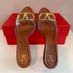 Valentino Garavani  Brown VLogo Heeled Sandals Size 37.5 Photo 3
