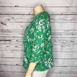 Cato Size XL Green & White Floral Print Ruffle Trim V-Neckline Wrap Blouse Top Photo 2