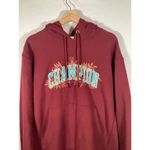 Champion Vintage Floral Reverse Weave Hoodie Sweatshirt Red Large Photo 2