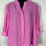 CeCe  Pink Short Sleeve Button Down Top Size XL NWT Photo 6