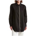 Ellen Tracy  Tape Trim Poplin Oversized Black Blouse Size S Photo 6