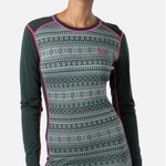 Kari Traa Mina Base Layer Shirt Women Medium Green Fair Isle Merino Wool Blend Photo 0