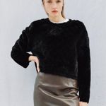 ZARA NWT FAUX FUR TEXTURED SWEATSHIRT BLACK SMALL Photo 0