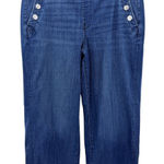 Chico's Wide Leg Ankle Jeans Redwood Indigo Sailor Button Denim US 8R Stretch NWT Photo 0