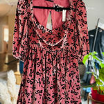 Anthropologie  Maeve pink velvet bow mini dress NWT Xs Photo 0