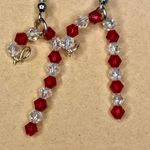 Red & Clear Crystal Candy Cane Earrings Photo 1
