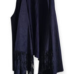Stylish navy blue vest with fringe detailing. Perfect for layering. Size M Size M Photo 0