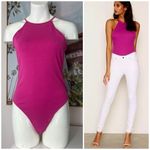 ZARA  Pink Halter Sleeveless Stretch Bodysuit Crew Neck One Piece Size Large Photo 1