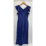 Rachael Roy Cropped Jumpsuit Womens Navy Ruffled Sleeves V Neck Blue Photo 3