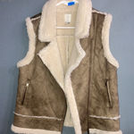 Joie  Brown &Cream Shearling suede Vest Gorpcore oversized medium Photo 0