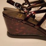 Stuart Weitzman  Obladi Sandal Cognac Tortoise Women's Brown Leather Wedge Size 8 Photo 6
