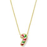 Kendra Scott  Christmas Candy Cane Gold Short Pendant Necklace Photo 1