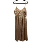 NEW Dessy Collection Elle Spaghetti Strap Flared Skirt Sequin Midi Dress Gold Size 14 Photo 2