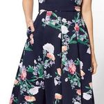 New York & Co. Navy Floral Strapless Dress Photo 0