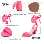 Trary Size 7 Barbie Pink Three Inch Lace Up Heels Photo 1