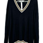 Hilary Radley  for Katherine Barclay size‎ Medium Black V-neck sweater white gold Photo 0