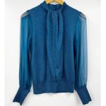 Tory Burch Abitha Sweater Top GORGEOUS COLOR Sheer Silk Sleeves Wool M Medium Photo 3