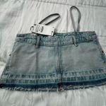 ZARA retro denim skirt cut off spaghetti strap crop top XS NWT Photo 5