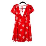 ASOS  DESIGN Flutter Sleeve‎ Floral Mini Dress Red Sz 10 Photo 1