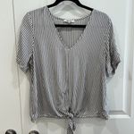 Madewell  Tie-Front Top in Blue & White Stripe Photo 3