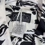 Alex Evenings Women's White Black Floral Bow Shawl Collar Satin Blouse Size SP Photo 2