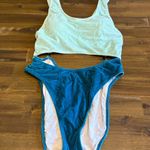 PINK - Victoria's Secret PINK Victoria’s Secret Teal Blue Green Mint Monokini Velour Velvet Rings M Photo 3