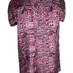 Walter Shirt Size 4 Pink Black Gray Silk Short Sleeve Pleated Corpcore Classic‎ Photo 0