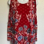 Style & Co . Fantasy Floral Red Blue Long Bell Sleeve Blouse Size Small Photo 0