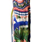 Farm Rio  Double Scarf Pastel Midi Dress Cut Out Womens Large Tropical Buttons Photo 2