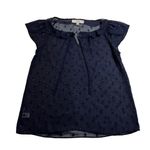 Loft Cap Sleeve Polka Dot Semi Sheer Blouse Size Small Preppy Office Nautical Photo 0