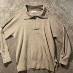 Abercrombie & Fitch Soft A&F Sweater Womens Sz S/M Oversized Half Zip Tan Shirt Photo 0