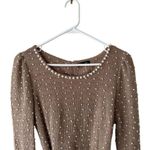 Anthropologie Y2K RYU Women's Knit Lace Tulle Pearls  Belted  Dress Coquette Sz L Photo 11