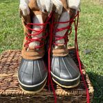 American Eagle Y2K  Duck Boots Rubber Insulated Rain Boots Tan Black Size 7 Photo 0