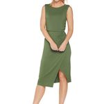 Lisa Rinna Collection Side Ruched Midi Dress Brown Size 1X Photo 1