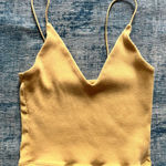 Garage  Goldenrod Yellow V Neck Ribbed Knit Crop Top XS Photo 0