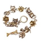 Premier Designs  Silvertone Goldtone Crazy Cat Lady & Dog Tennis Toggle Bracelet Photo 0