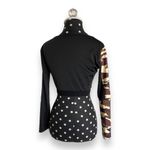 Womens Camo Crop Top Sm Long Sleeve Elastic Band Green Tan Camouflage Activewear Black Photo 6