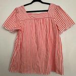 Talbots SAILBOAT STRIPE SCALLOPED SQUARE NECK TOP Photo 0